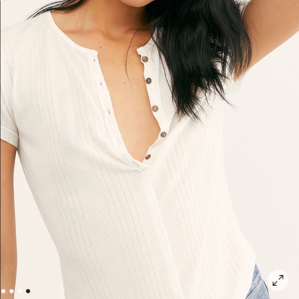 Free People Next One Henley Tee (White)